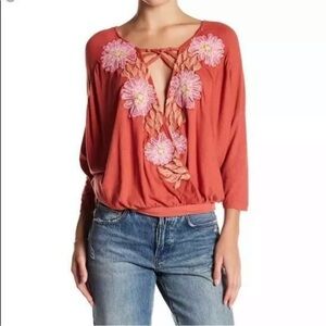 Free People Embroidered Gotta Love It Blouse
